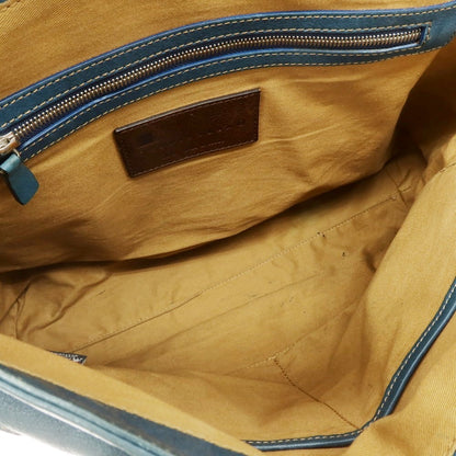 【中古】ステファノマーノ STEFANOMANO レザー フラップトートバッグ ブルーグリーン系【 状態ランクD 】【 メンズ 】