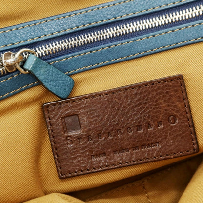 【中古】ステファノマーノ STEFANOMANO レザー フラップトートバッグ ブルーグリーン系【 状態ランクD 】【 メンズ 】
