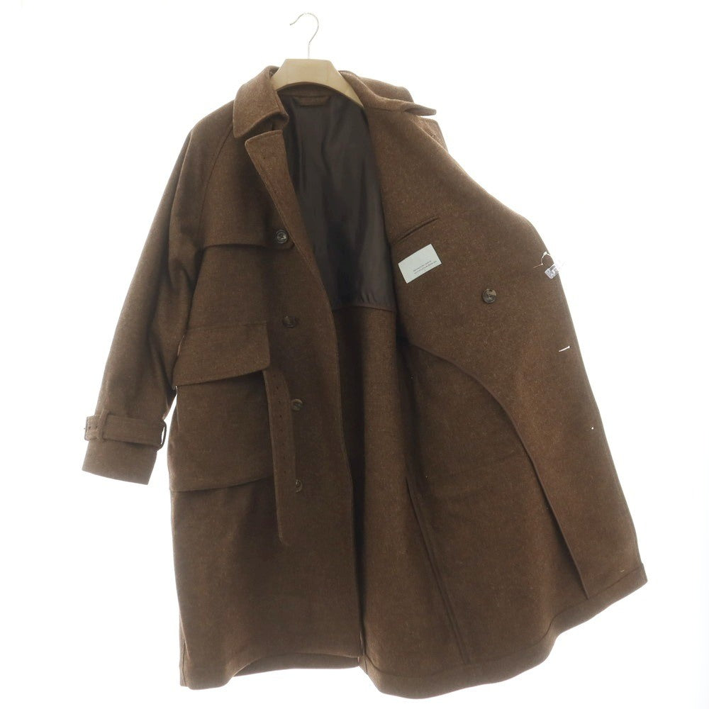 【中古】エスイーエイチケリー S.E.H KELLY ウール トレンチコート ブラウン【 表記なし（L位） 】【 状態ランクB 】【 メンズ 】