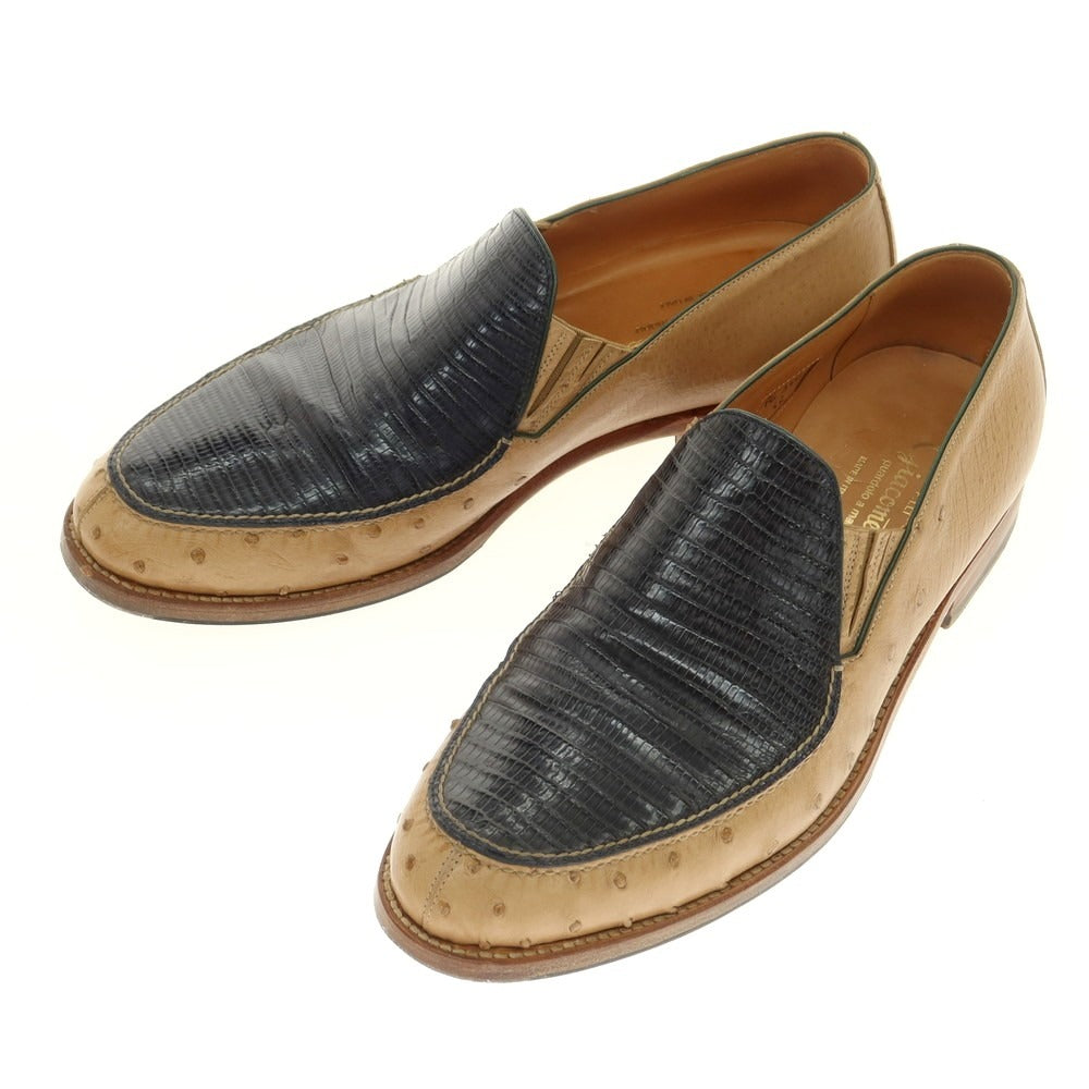 【中古】サンカッケイ SUN/kakke × F.LLI Giacometti エキゾチックレザー コンビ ローファー ベージュxネイビー【 42 】【 状態ランクB 】【 メンズ 】
