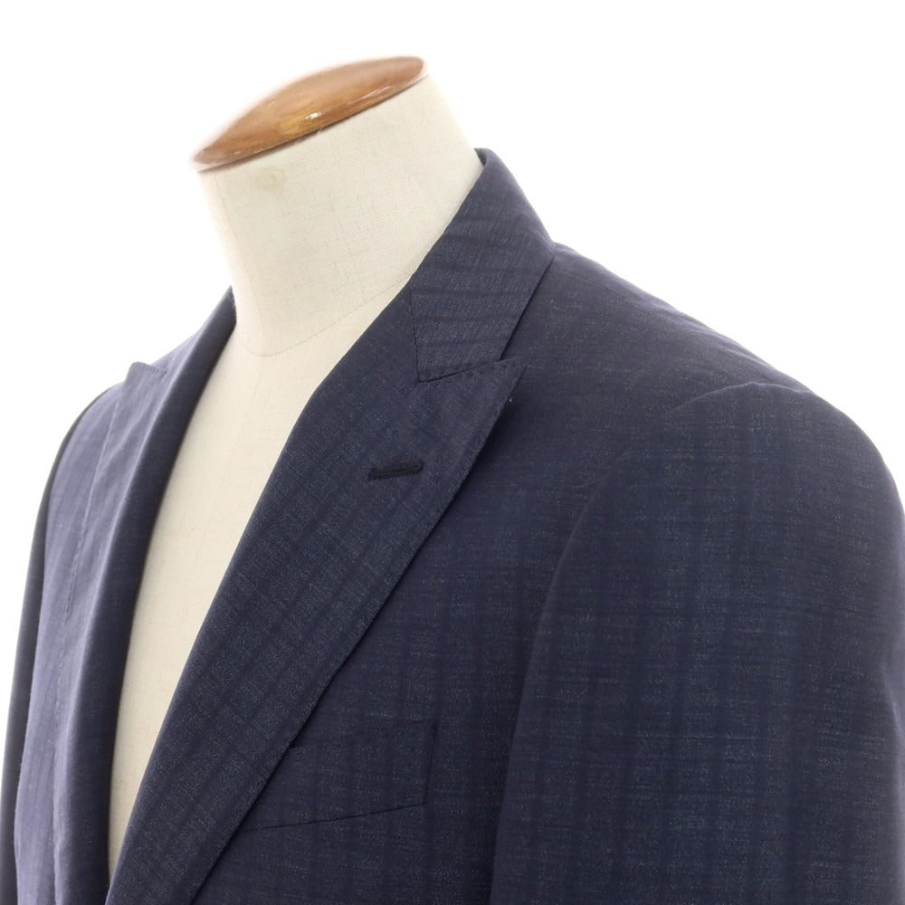 【中古】カルーゾ CARUSO ウールモヘヤ ストライプ 2つボタンスーツ ネイビー【サイズ46】【 状態ランクB 】【 メンズ 】[EPD]