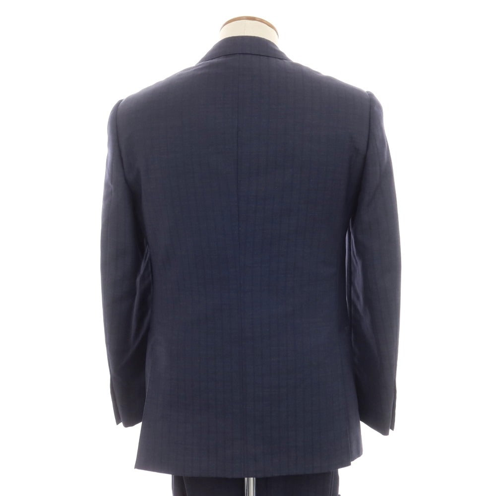 【中古】カルーゾ CARUSO ウールモヘヤ ストライプ 2つボタンスーツ ネイビー【サイズ46】【 状態ランクB 】【 メンズ 】[EPD]