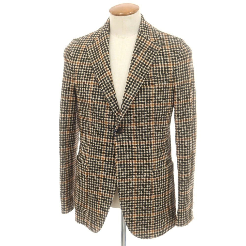 【中古】チルコロ1901 CIRCOLO 1901 ストレッチコットン チェックプリント ジャージージャケット ベージュxブラック【 48 】【 状態ランクA 】【 メンズ 】