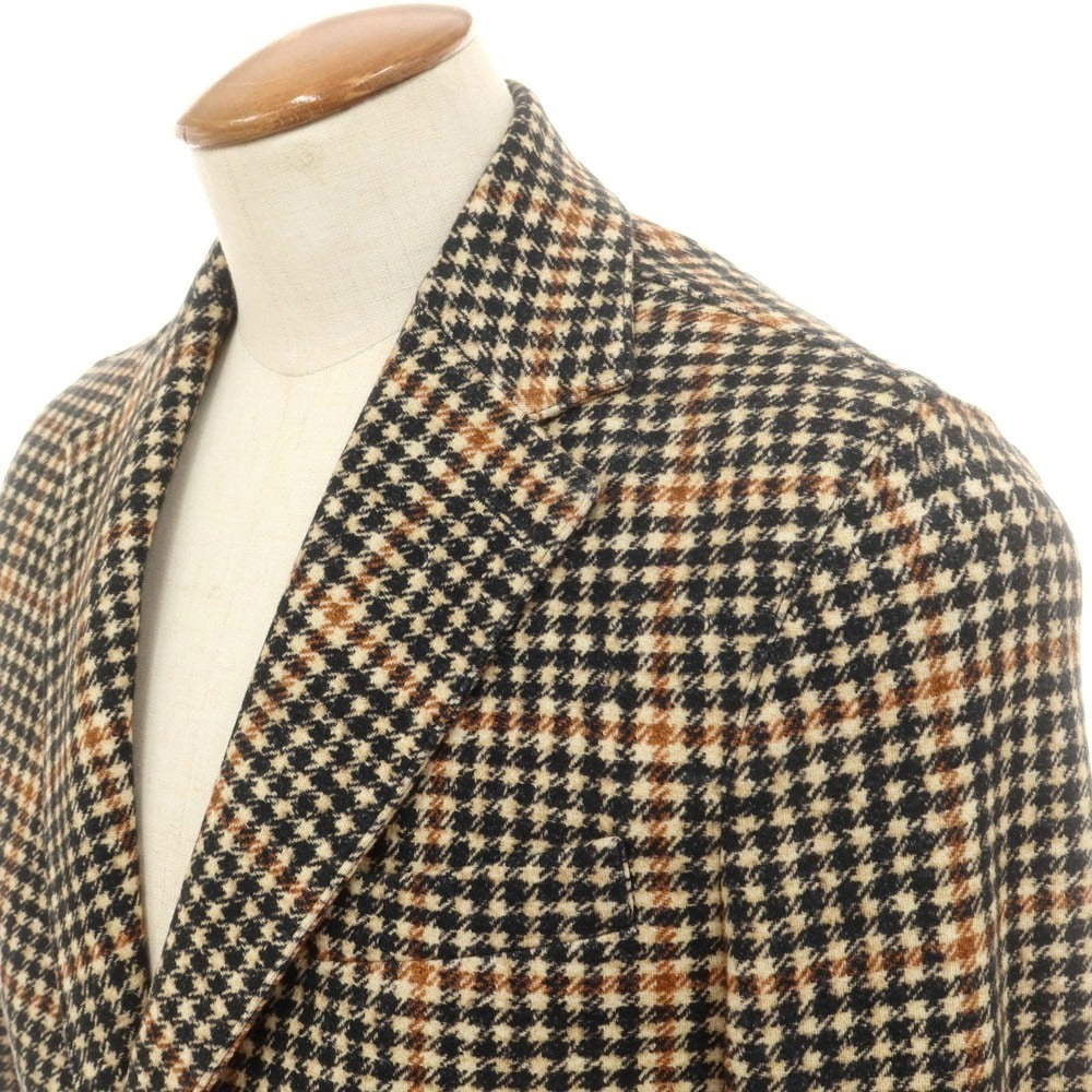 【中古】チルコロ1901 CIRCOLO 1901 ストレッチコットン チェックプリント ジャージージャケット ベージュxブラック【 48 】【 状態ランクA 】【 メンズ 】