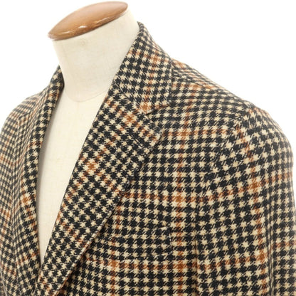【中古】チルコロ1901 CIRCOLO 1901 ストレッチコットン チェックプリント ジャージージャケット ベージュxブラック【 48 】【 状態ランクA 】【 メンズ 】