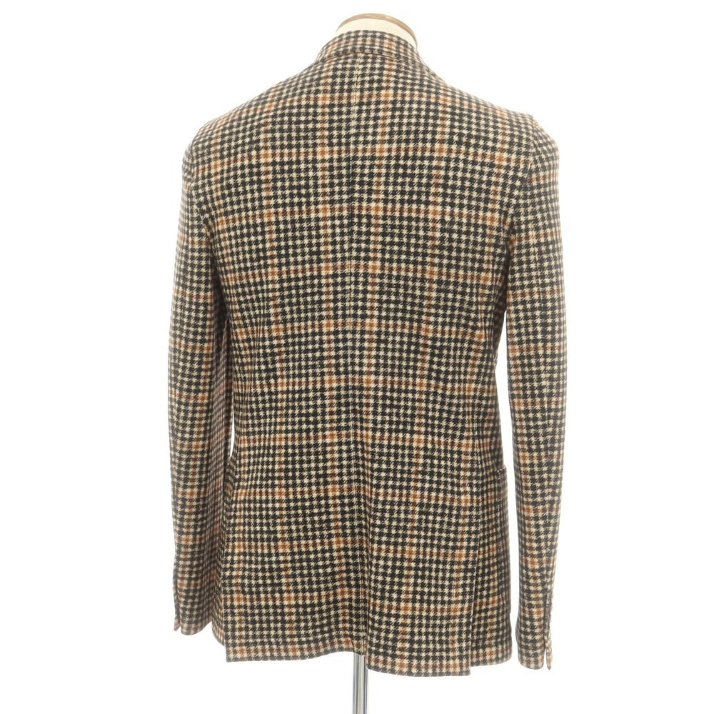 【中古】チルコロ1901 CIRCOLO 1901 ストレッチコットン チェックプリント ジャージージャケット ベージュxブラック【 48 】【 状態ランクA 】【 メンズ 】