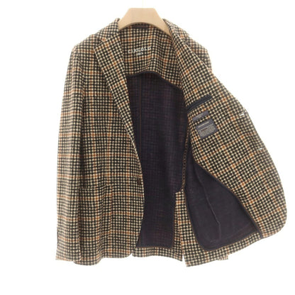 【中古】チルコロ1901 CIRCOLO 1901 ストレッチコットン チェックプリント ジャージージャケット ベージュxブラック【 48 】【 状態ランクA 】【 メンズ 】