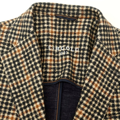 【中古】チルコロ1901 CIRCOLO 1901 ストレッチコットン チェックプリント ジャージージャケット ベージュxブラック【 48 】【 状態ランクA 】【 メンズ 】