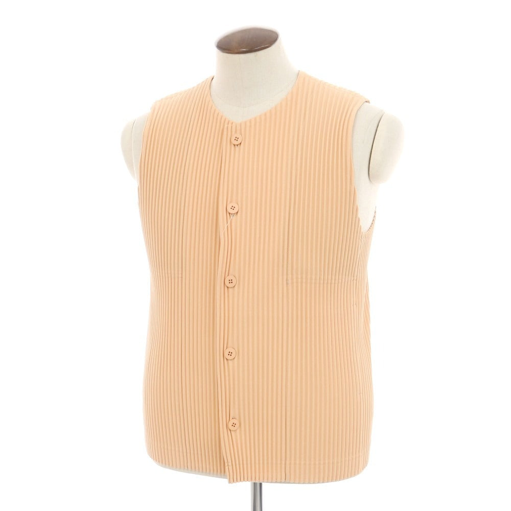 【中古】オム プリッセ イッセイミヤケ HOMME PLISSE ISSEY MIYAKE 2025年春夏 プリーツ加工 ジレ ベスト パステルオレンジ【 表記なし（L位） 】【 状態ランクA 】【 メンズ 】