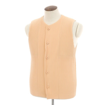 【中古】オム プリッセ イッセイミヤケ HOMME PLISSE ISSEY MIYAKE 2025年春夏 プリーツ加工 ジレ ベスト パステルオレンジ【 表記なし（L位） 】【 状態ランクA 】【 メンズ 】