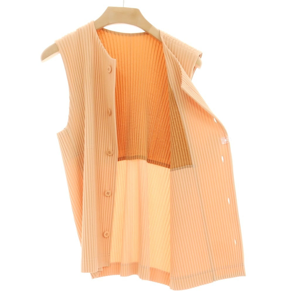 【中古】オム プリッセ イッセイミヤケ HOMME PLISSE ISSEY MIYAKE 2025年春夏 プリーツ加工 ジレ ベスト パステルオレンジ【 表記なし（L位） 】【 状態ランクA 】【 メンズ 】