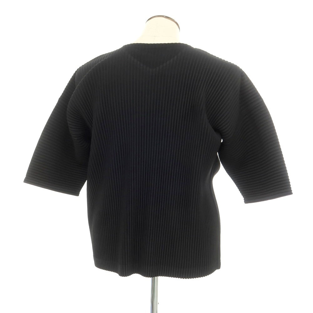 【中古】オム プリッセ イッセイミヤケ HOMME PLISSE ISSEY MIYAKE 2025年春夏 プリーツ Vネック 半袖 カットソー ブラック【 表記なし（L位） 】【 状態ランクA 】【 メンズ 】