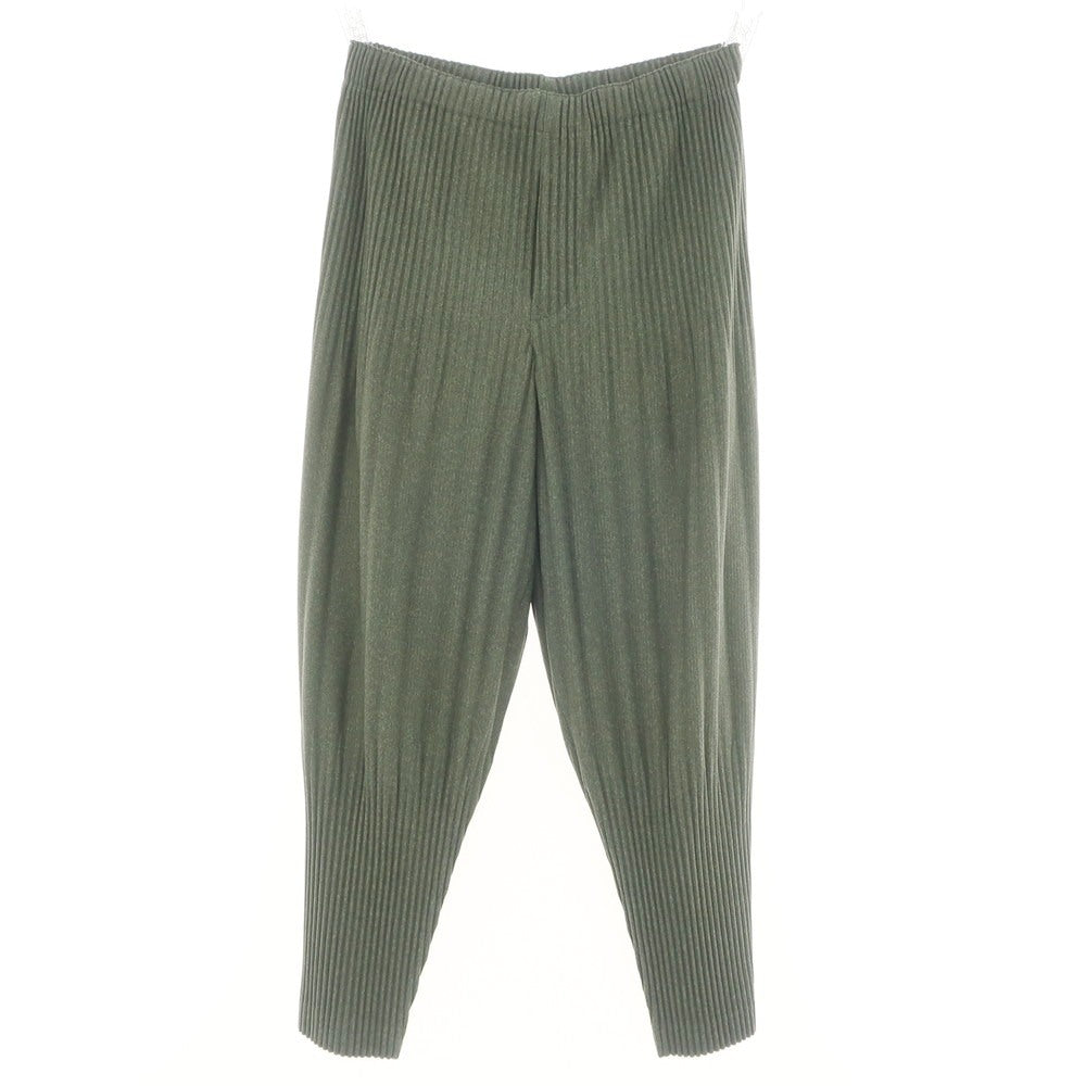 【中古】オム プリッセ イッセイミヤケ HOMME PLISSE ISSEY MIYAKE 2025年春夏 プリーツ イージーパンツ オリーブグリーンxグレー【 表記なし（L位） 】【 状態ランクA 】【 メンズ 】 [APD]