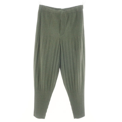 【中古】オム プリッセ イッセイミヤケ HOMME PLISSE ISSEY MIYAKE 2025年春夏 プリーツ イージーパンツ オリーブグリーンxグレー【 表記なし（L位） 】【 状態ランクA 】【 メンズ 】 [APD]