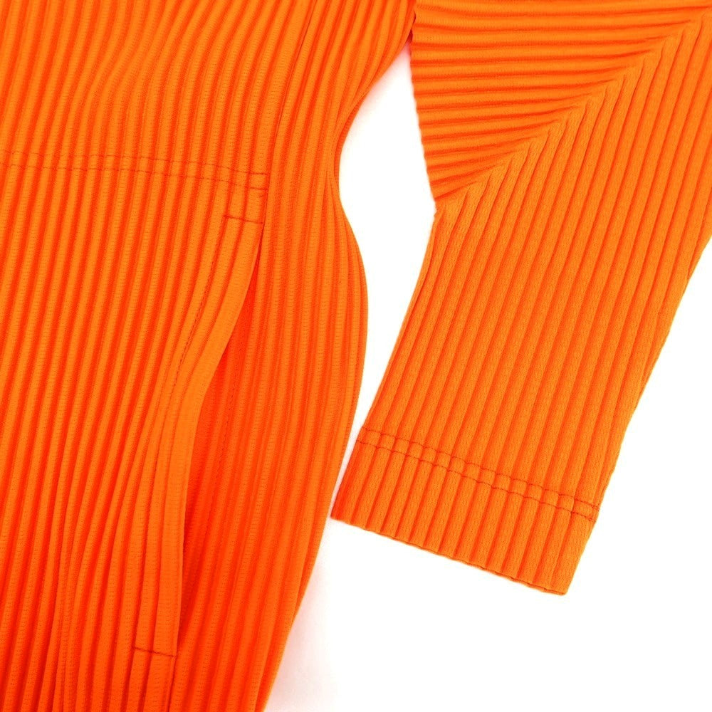 [Used] Homme Plissé Issey Miyake 2025 Spring/Summer Pleated No-collar Long Jacket Orange [No description (L size)] [Condition Rank A] [Men&