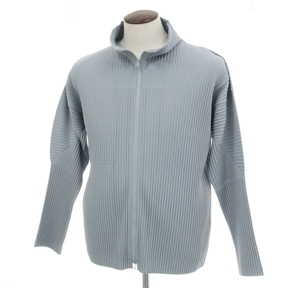【中古】オム プリッセ イッセイミヤケ HOMME PLISSE ISSEY MIYAKE 2025年春夏 プリーツ スタンドカラー ダブルジップ ブルゾン グレイッシュブルー【 表記なし（L位） 】【 状態ランクA 】【 メンズ 】