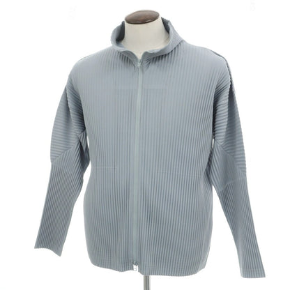 [Used] Homme Plissé Issey Miyake Spring/Summer 2025 Pleated Stand Collar Double Zip Blouson Grayish Blue [No Size (L)] [Condition Rank A] [Men&