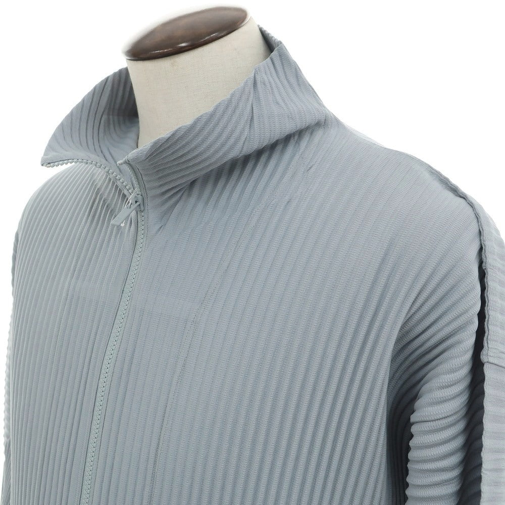 [Used] Homme Plissé Issey Miyake Spring/Summer 2025 Pleated Stand Collar Double Zip Blouson Grayish Blue [No Size (L)] [Condition Rank A] [Men&