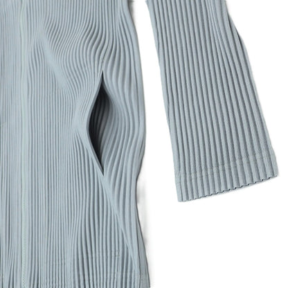 [Used] Homme Plissé Issey Miyake Spring/Summer 2025 Pleated Stand Collar Double Zip Blouson Grayish Blue [No Size (L)] [Condition Rank A] [Men&