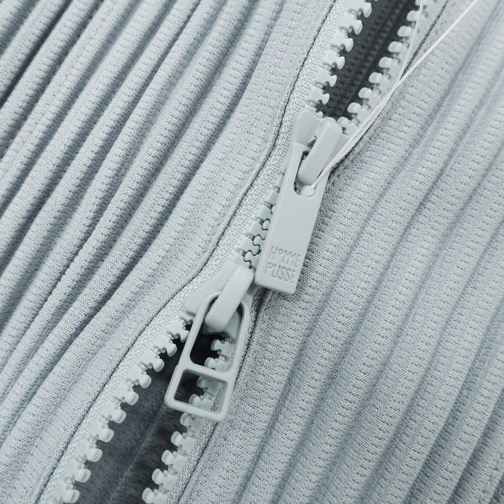 [Used] Homme Plissé Issey Miyake Spring/Summer 2025 Pleated Stand Collar Double Zip Blouson Grayish Blue [No Size (L)] [Condition Rank A] [Men&