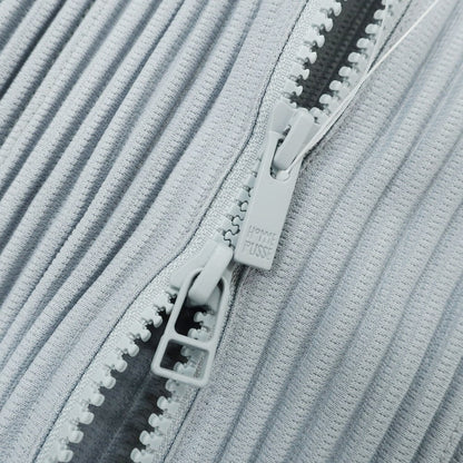 [Used] Homme Plissé Issey Miyake Spring/Summer 2025 Pleated Stand Collar Double Zip Blouson Grayish Blue [No Size (L)] [Condition Rank A] [Men&