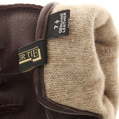 【中古】【未使用】タイユアタイ TIE YOUR TIE レザー カシミヤライニング 手袋 グローブ ダークブラウン【 7 1/2 】【 状態ランクS 】【 メンズ 】