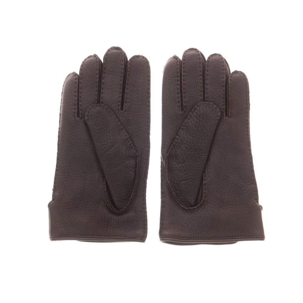 【中古】【未使用】タイユアタイ TIE YOUR TIE レザー カシミヤライニング 手袋 グローブ ダークブラウン【 7 1/2 】【 状態ランクS 】【 メンズ 】