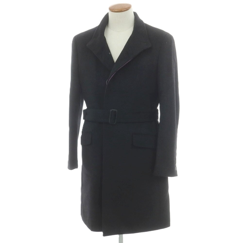 【中古】ランバンコレクション LANVIN COLLECTION アンゴラ スタンドカラー コート ブラック【 46 】【 状態ランクC 】【 メンズ 】