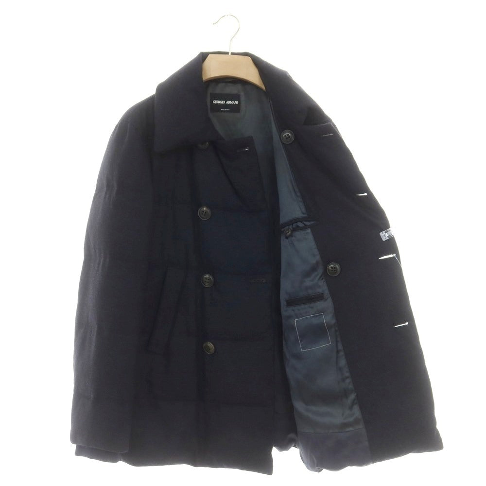 【中古】ジョルジオアルマーニ GIORGIO ARMANI ウールカシミヤシルク ダウンコート ネイビー【 48 】【 状態ランクD 】【 メンズ 】