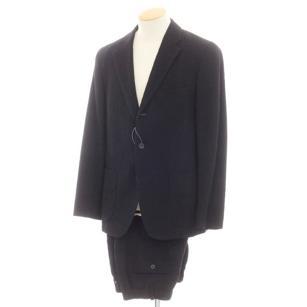 【中古】イッセイミヤケ メン ISSEY MIYAKE MEN シワ加工 ウールキュプラ 3つボタンスーツ ブラック【 1 】【 状態ランクC 】【 メンズ 】