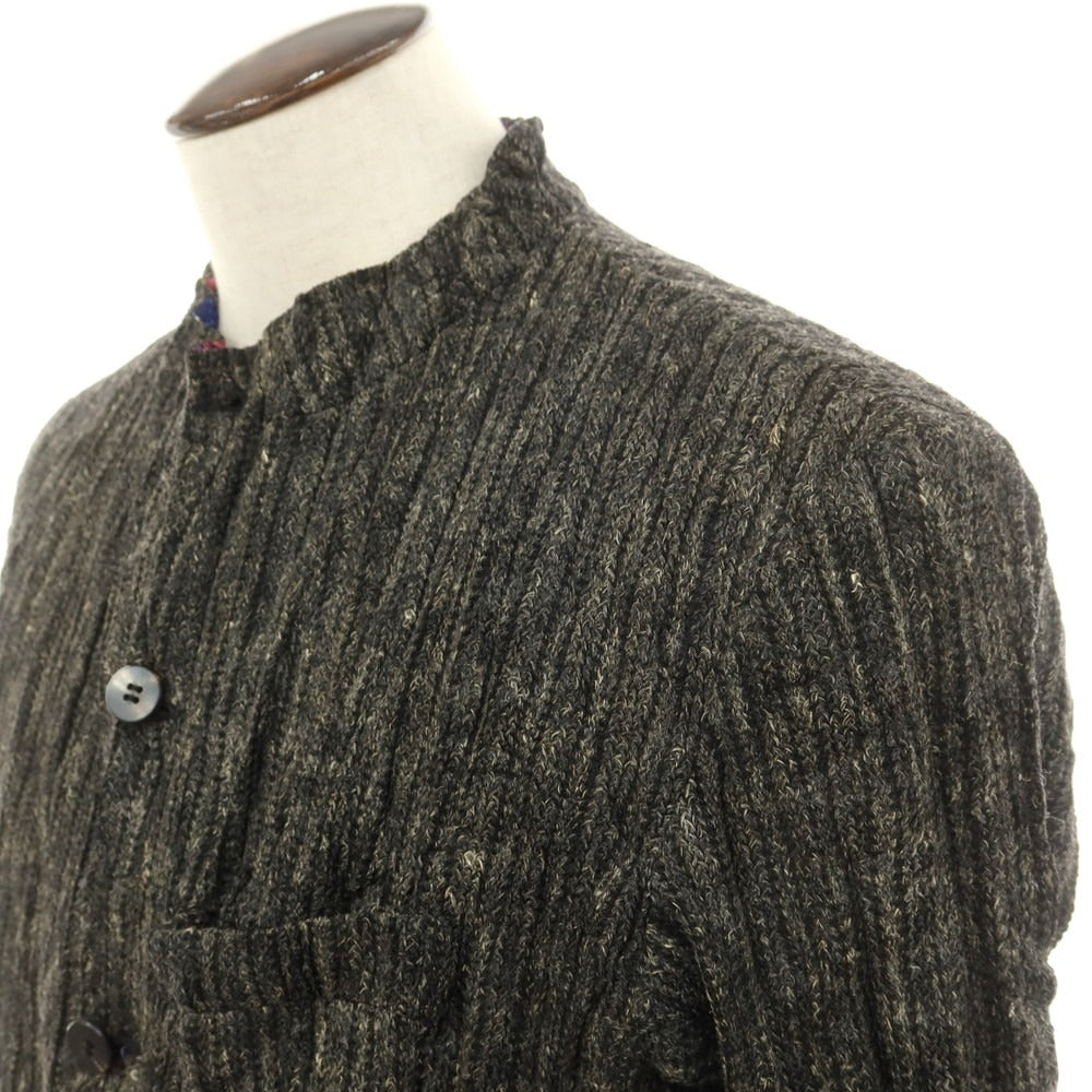 【中古】イッセイミヤケ メン ISSEY MIYAKE MEN リバーシブル ニットジャケット グレーxブラック【 3 】【 状態ランクC 】【 メンズ 】