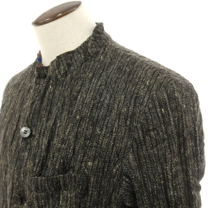 【中古】イッセイミヤケ メン ISSEY MIYAKE MEN リバーシブル ニットジャケット グレーxブラック【 3 】【 状態ランクC 】【 メンズ 】