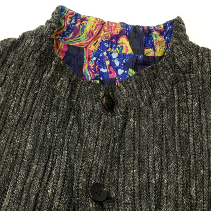 【中古】イッセイミヤケ メン ISSEY MIYAKE MEN リバーシブル ニットジャケット グレーxブラック【 3 】【 状態ランクC 】【 メンズ 】