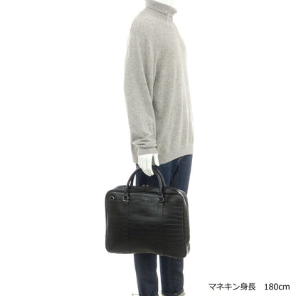 [Used] [Unused] INTERMEZZO Crocodile-embossed leather briefcase, black [Condition rank S] [Men&