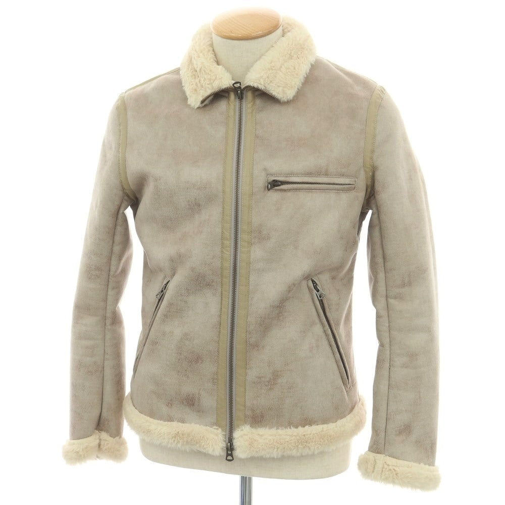 【中古】ザダファーオブセントジョージ The DUFFER of ST.GEORGE ポリエステル フェイクムートン ダブルジップ ブルゾン ベージュ【サイズS】【 状態ランクB 】【 メンズ 】 [CPD]