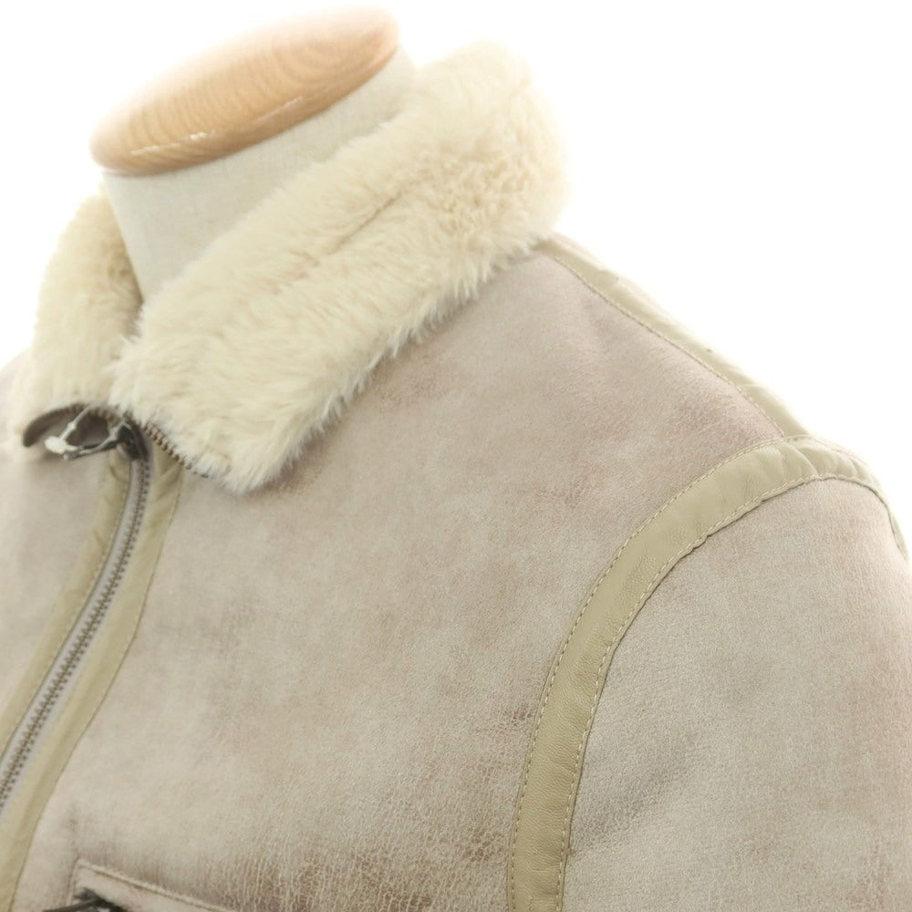 【中古】ザダファーオブセントジョージ The DUFFER of ST.GEORGE ポリエステル フェイクムートン ダブルジップ ブルゾン ベージュ【 S 】【 状態ランクB 】【 メンズ 】