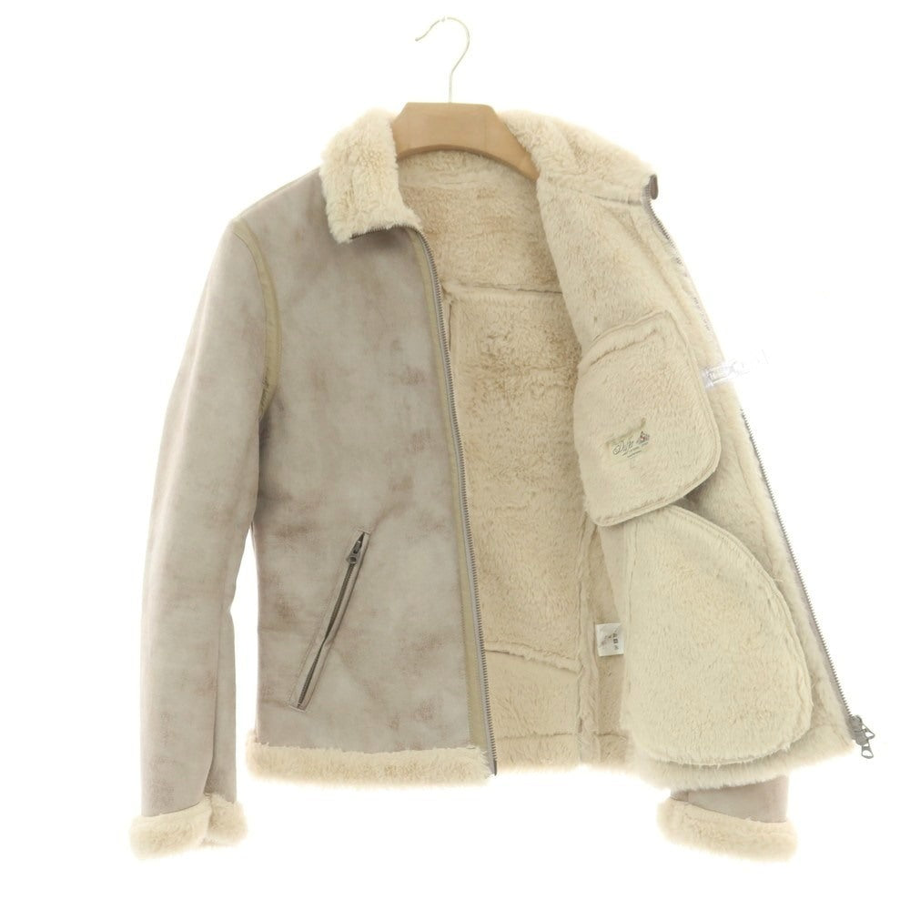 【中古】ザダファーオブセントジョージ The DUFFER of ST.GEORGE ポリエステル フェイクムートン ダブルジップ ブルゾン ベージュ【サイズS】【 状態ランクB 】【 メンズ 】 [CPD]
