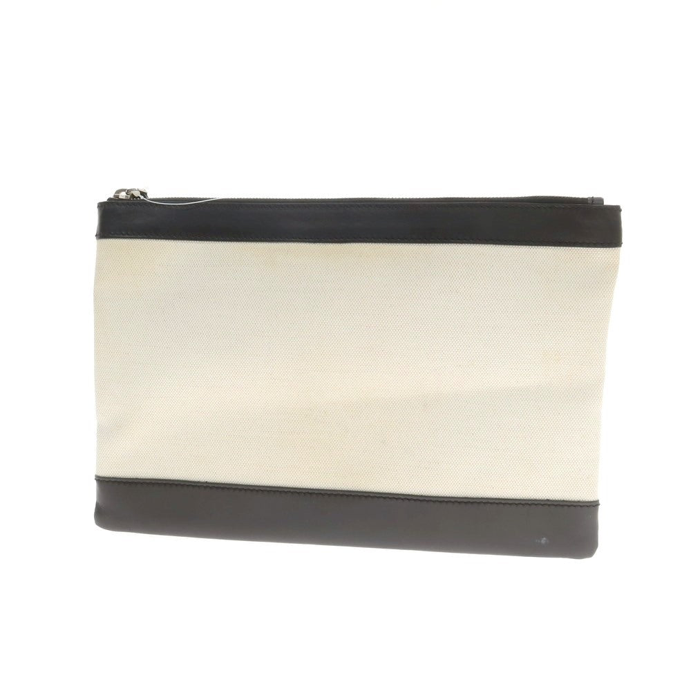 【中古】バレンシアガ BALENCIAGA キャンバス クラッチバッグ オフホワイトxブラック【 状態ランクC 】【 メンズ 】