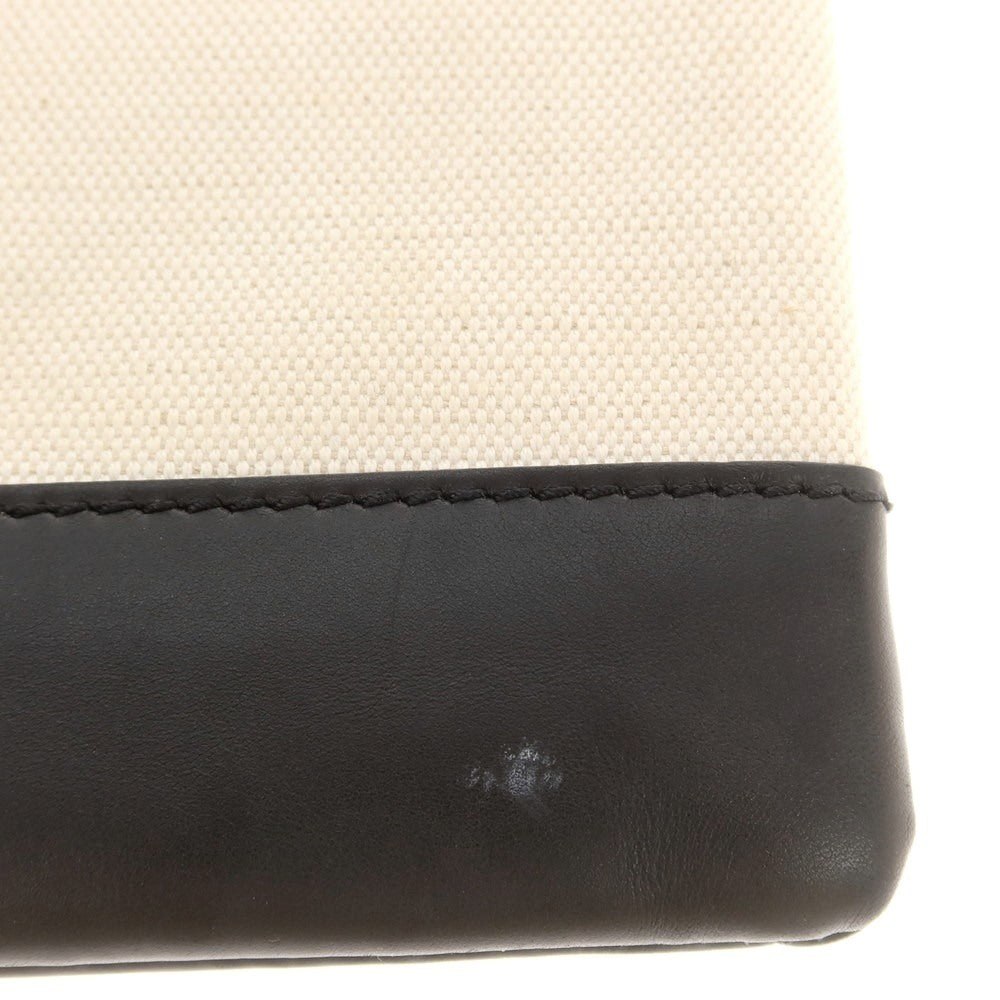 【中古】バレンシアガ BALENCIAGA キャンバス クラッチバッグ オフホワイトxブラック【 状態ランクC 】【 メンズ 】