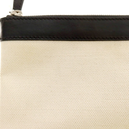 【中古】バレンシアガ BALENCIAGA キャンバス クラッチバッグ オフホワイトxブラック【 状態ランクC 】【 メンズ 】