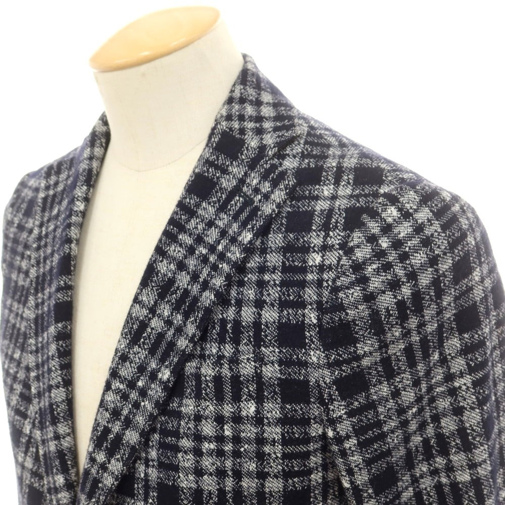 【中古】イレブンティ eleventy ウールコットン チェック ジャージージャケット ネイビーxホワイト【 44 】【 状態ランクB 】【 メンズ 】