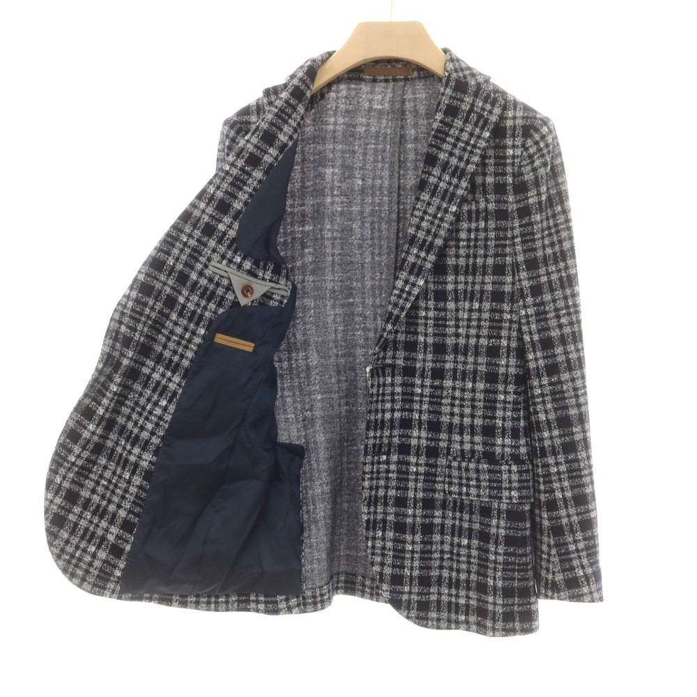 【中古】イレブンティ eleventy ウールコットン チェック ジャージージャケット ネイビーxホワイト【 44 】【 状態ランクB 】【 メンズ 】