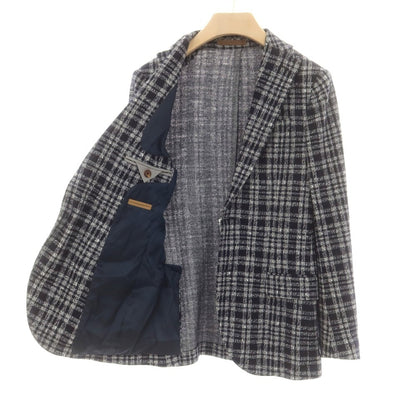 【中古】イレブンティ eleventy ウールコットン チェック ジャージージャケット ネイビーxホワイト【 44 】【 状態ランクB 】【 メンズ 】