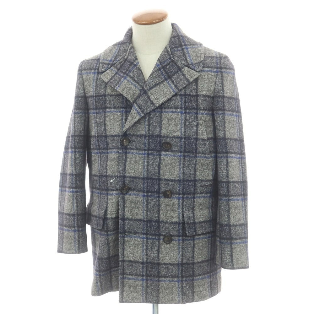 【中古】チルコロ1901 CIRCOLO 1901 コットン ジャージー チェック 中綿入り ピーコート グレーxネイビー【 46 】【 状態ランクA 】【 メンズ 】