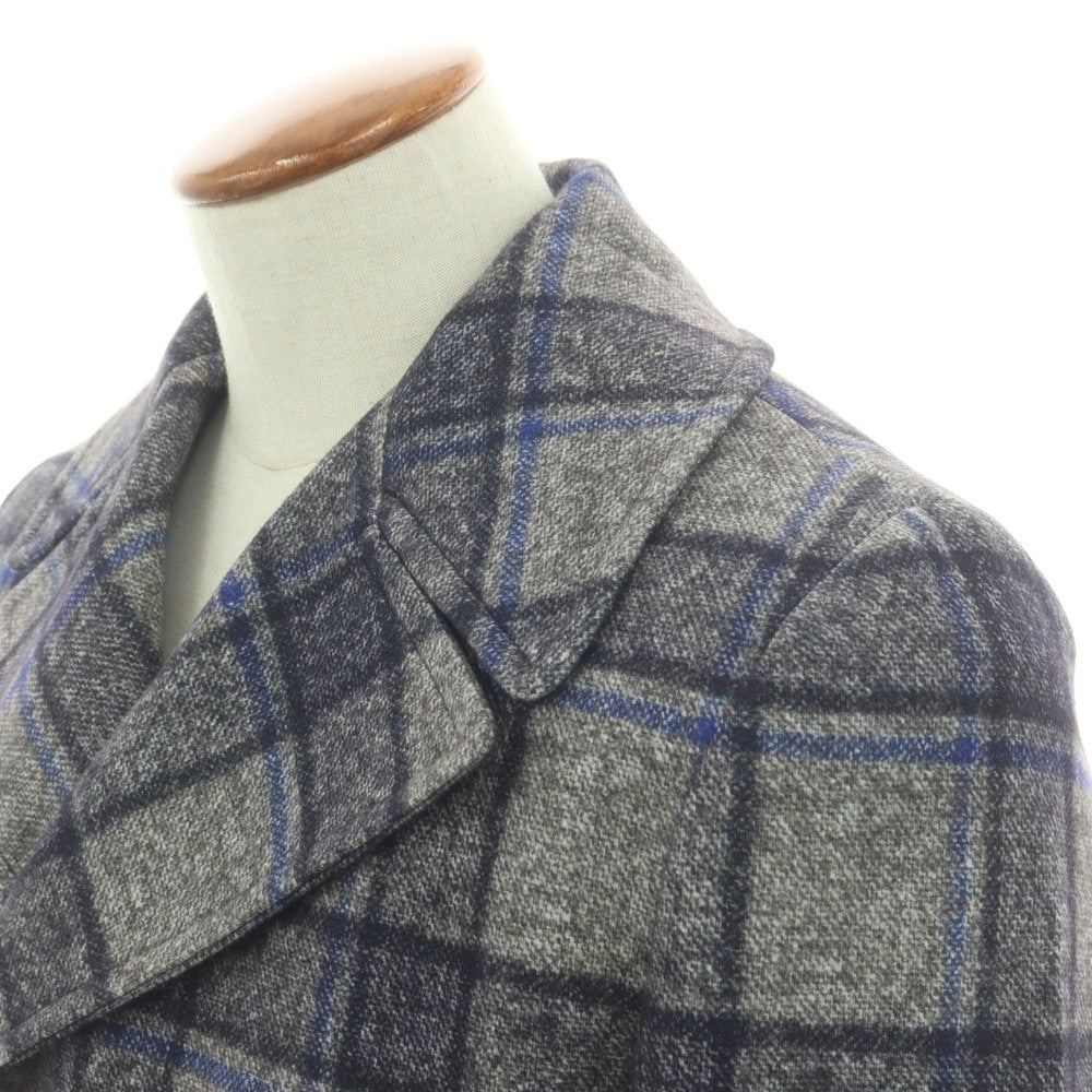 【中古】チルコロ1901 CIRCOLO 1901 コットン ジャージー チェック 中綿入り ピーコート グレーxネイビー【 46 】【 状態ランクA 】【 メンズ 】