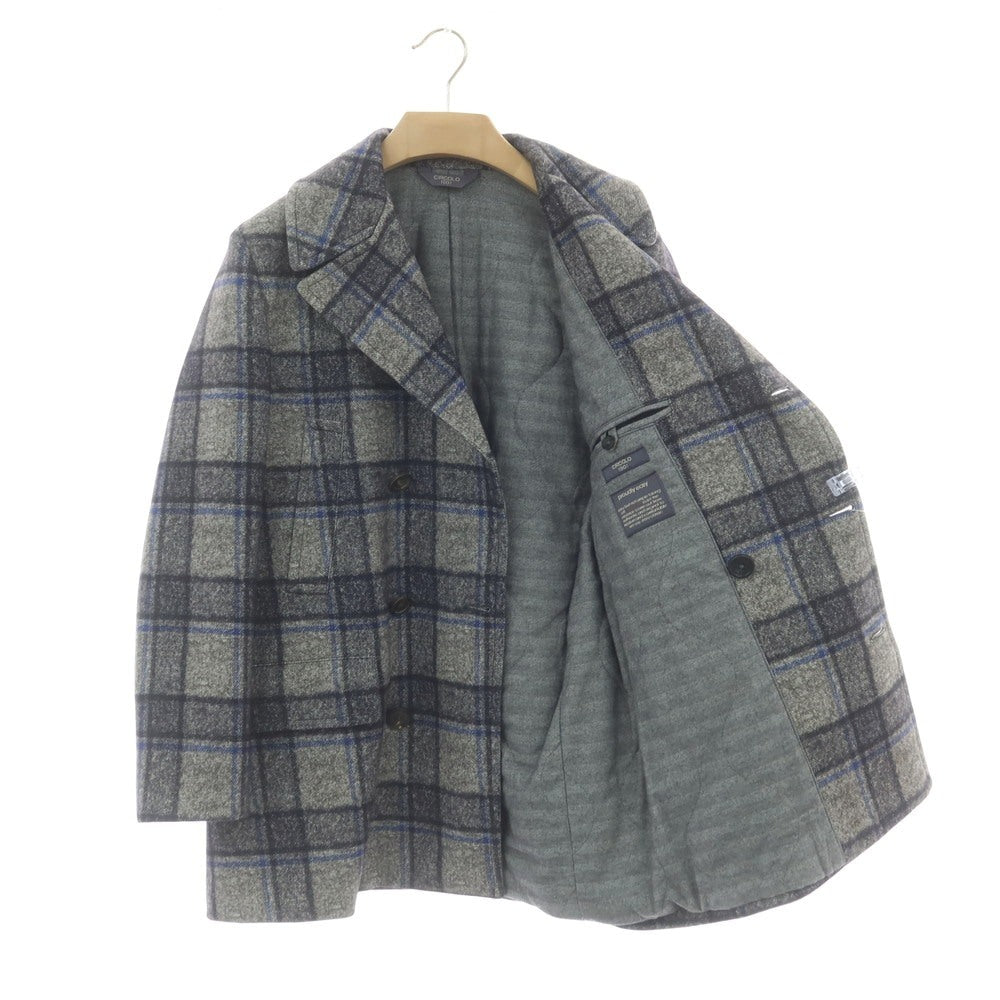 【中古】チルコロ1901 CIRCOLO 1901 コットン ジャージー チェック 中綿入り ピーコート グレーxネイビー【 46 】【 状態ランクA 】【 メンズ 】