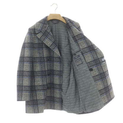 【中古】チルコロ1901 CIRCOLO 1901 コットン ジャージー チェック 中綿入り ピーコート グレーxネイビー【 46 】【 状態ランクA 】【 メンズ 】
