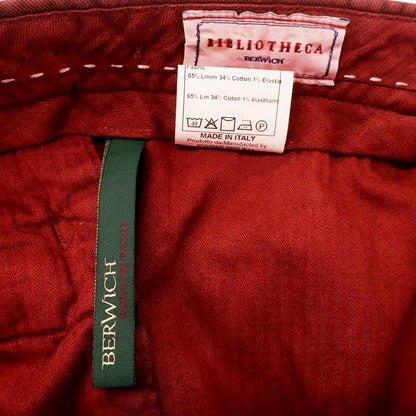 【中古】ベルウィッチ BERWICH ストレッチ リネンコットン カジュアルスラックスパンツ マルーン【 46 】【 状態ランクB 】【 メンズ 】
