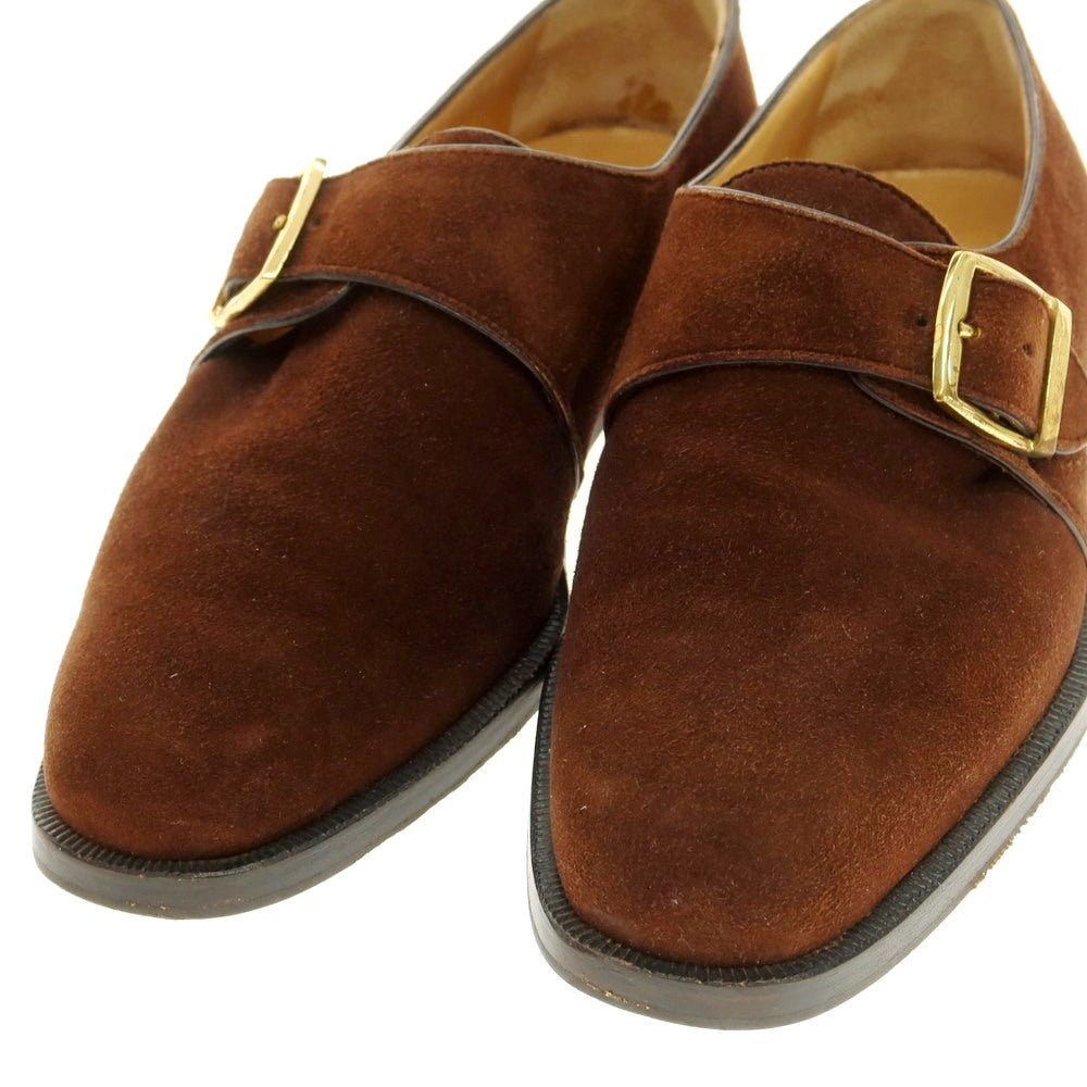 【中古】モレスキー MORESCHI スエード シングルモンク ドレスシューズ ブラウン【 5 】【 状態ランクB 】【 メンズ 】