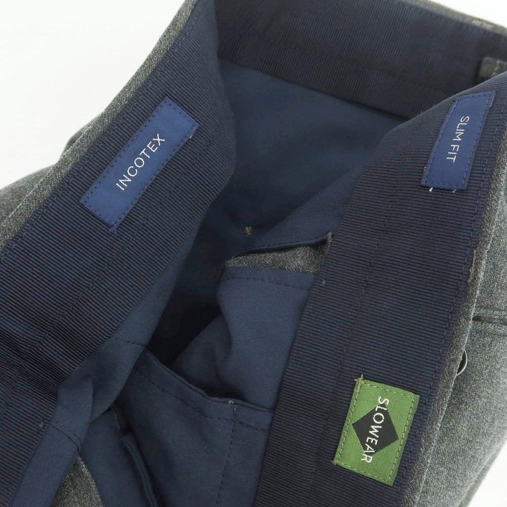 【中古】インコテックス スローウェア INCOTEX SLOWEAR ストレッチ ウールポリエステル ドレススラックスパンツ グレー【サイズ46】【 状態ランクB 】【 メンズ 】 [CPD]
